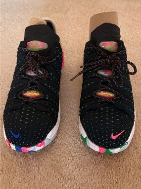 Kids Black Multicolor Athletic Sneakers - Youth Performance Shoes